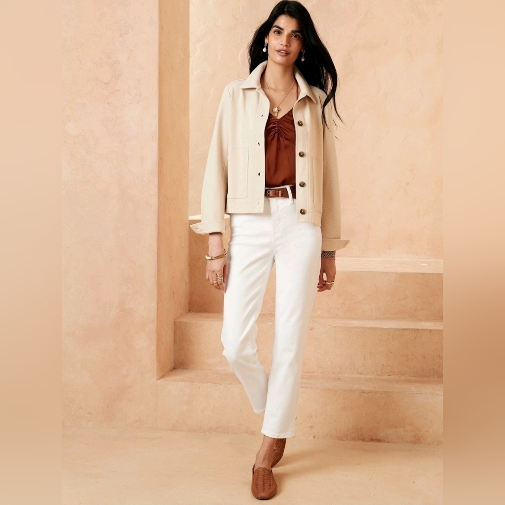 Banana Republic High Rise Slim Cigarette-Style White Jeans Size 24/00 TALL $109